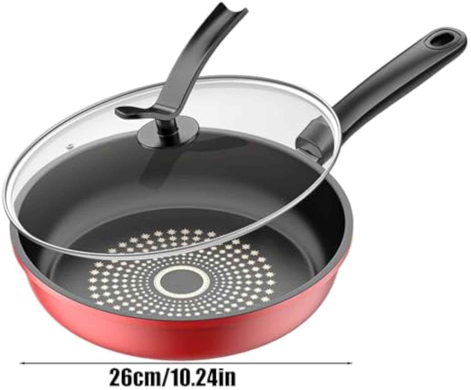 Non Stick Frying Pans - Induction Nonstick Frying Pan With Lid | Deep Non-Stick Cooking Pans | Ergonomic Cooking Skillet | 26cm Kitchen Tool For Breakfast Pancake Dinner Steak Snacks