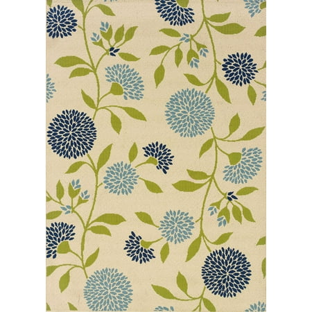 Moretti Crowne Area Rugs 8327y Outdoor Ivory Patio Floral Pom