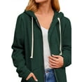thumbnail image 4 of DYMADE Women Loose Zipper Warm Long Sleeve Cardigan Hooded Drawstring Coat, 4 of 4