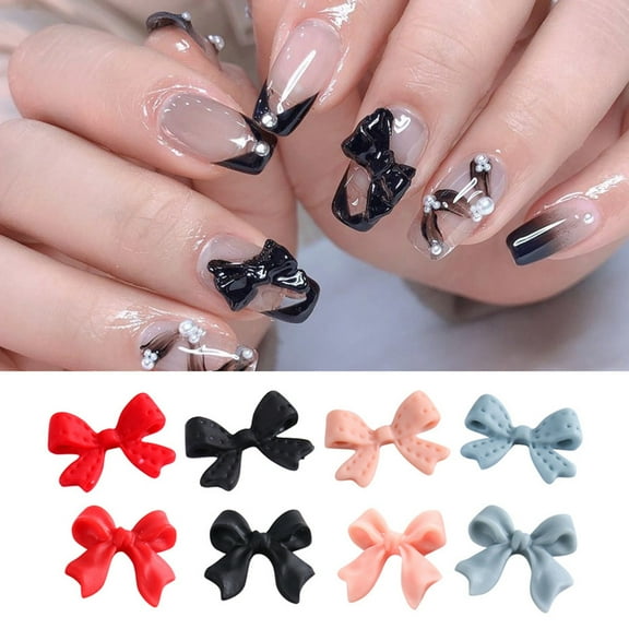 Joernso 20Pcs/Set Nail Bowknot Decoration Frosted 3D Effect Resin Nail Art Decorations Colorful Bow Ornament for Female