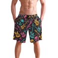thumbnail image 4 of Dailycode Men's Quick Dry Swim Trunks Beach Shorts Casual Summer Board Shorts with Pockets, Neon Guitar and Skull, 4 of 8