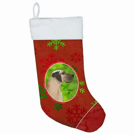 Caroline's Treasures Snowflakes Great Dane Multi-color Christmas Stocking, with Soft Suede Fabric 18"
