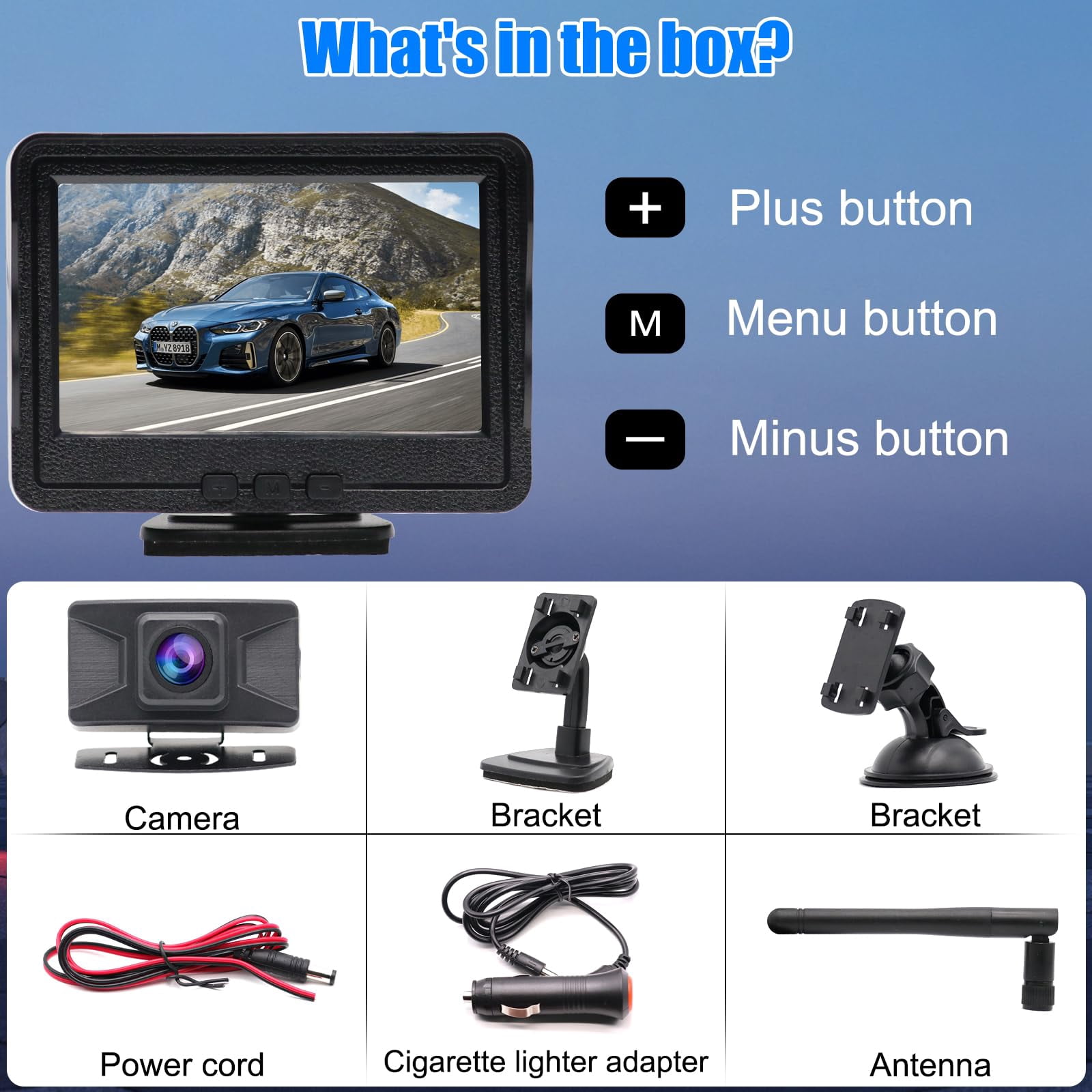 cigarette lighter plus minus What does this + or B-Qtech, 4.3 Inch HD Wireless