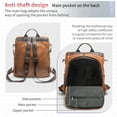thumbnail image 4 of Backpack for Womens, Waterproof PU Leather Backpacks, Anti-theft Design, Convertible Shoulder Bags, Brown, 4 of 9