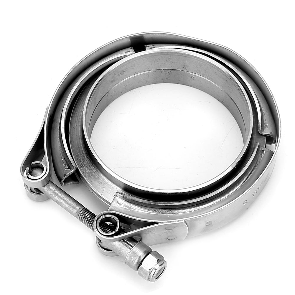 Madezz Qiilu 2pcs V-Band Clamp Flange Kit,2.25 Inch Turbo Exhaust Down Pipe Stainless Steel 
