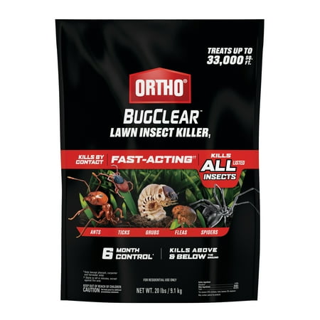 Ortho BugClear Lawn Insect Killer1, Kills Ants, Fleas, Ticks, Grubs and Spiders, 20 lb.