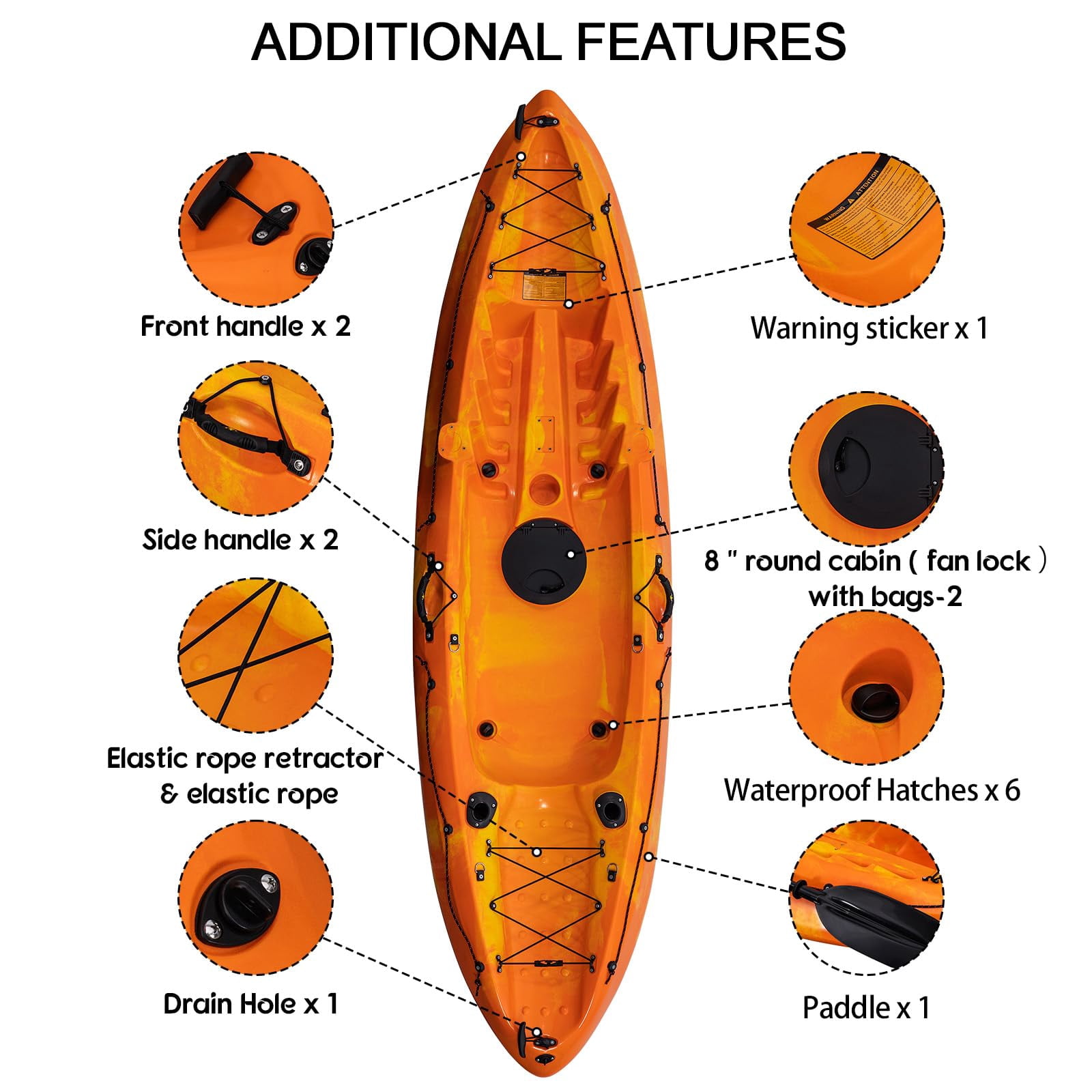 Sit-in Kayak,Recreational Lightweight Kayak with Paddle,Handle & Rod Holders,Weight Capacity,Puncture Resistant,1 & 2 Person Kayak for Adults,9.38 ft