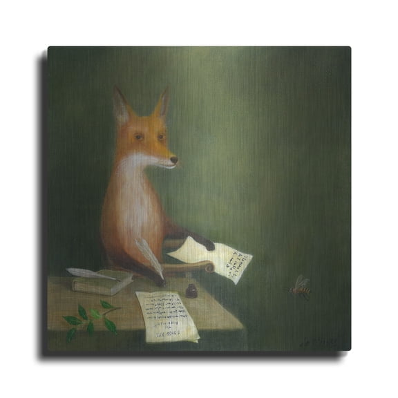 Luxe Metal Art 'Michael Drayton Writing Poly Olbion' by Dd Mcinnes, Metal Wall Art, 36"x36"