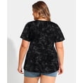 thumbnail image 4 of CASSIE LIZ Plus Size Women Short Sleeve Crewneck Cutout Blouse Black Tie Dye Casual Oversized Loose Tunic Tops Summer XL-5XL, 4 of 4