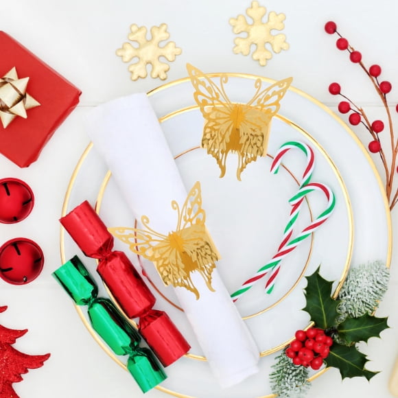 Milisten 50Ud Decorativos Para Servilletas Dorados Reutilizables Para Fiestas Y Eventos