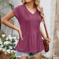 thumbnail image 6 of Cavosen Blouses for Women Short Sleeve Shirts Casual Summer Dolman Sleeve Dressy Tops Pullover Tunic V Neck Loose Tees Solid Trendy T Shirts Resort Workout Shirts Red 2XL, 6 of 8