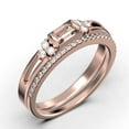 thumbnail image 3 of Classic Minimalist 1.50 Carat Baguette Cut Morganite And Diamond Moissanite Engagement Ring, Split shank Wedding Ring in 10k Solid Rose Gold, Promise Ring, Anniversary Ring, Bridal Rings Set, 3 of 3