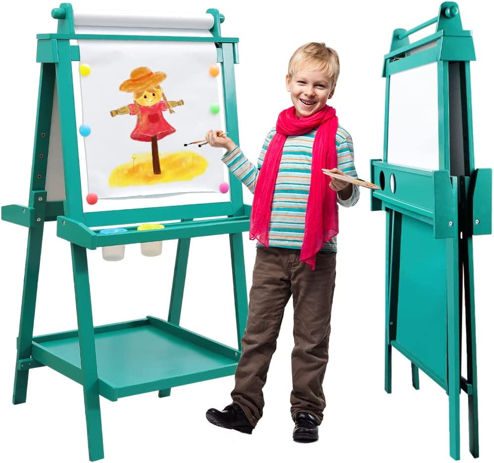 Easel for Kids, XCHENBI Deluxe Wooden Standing Kids Easel with Paper