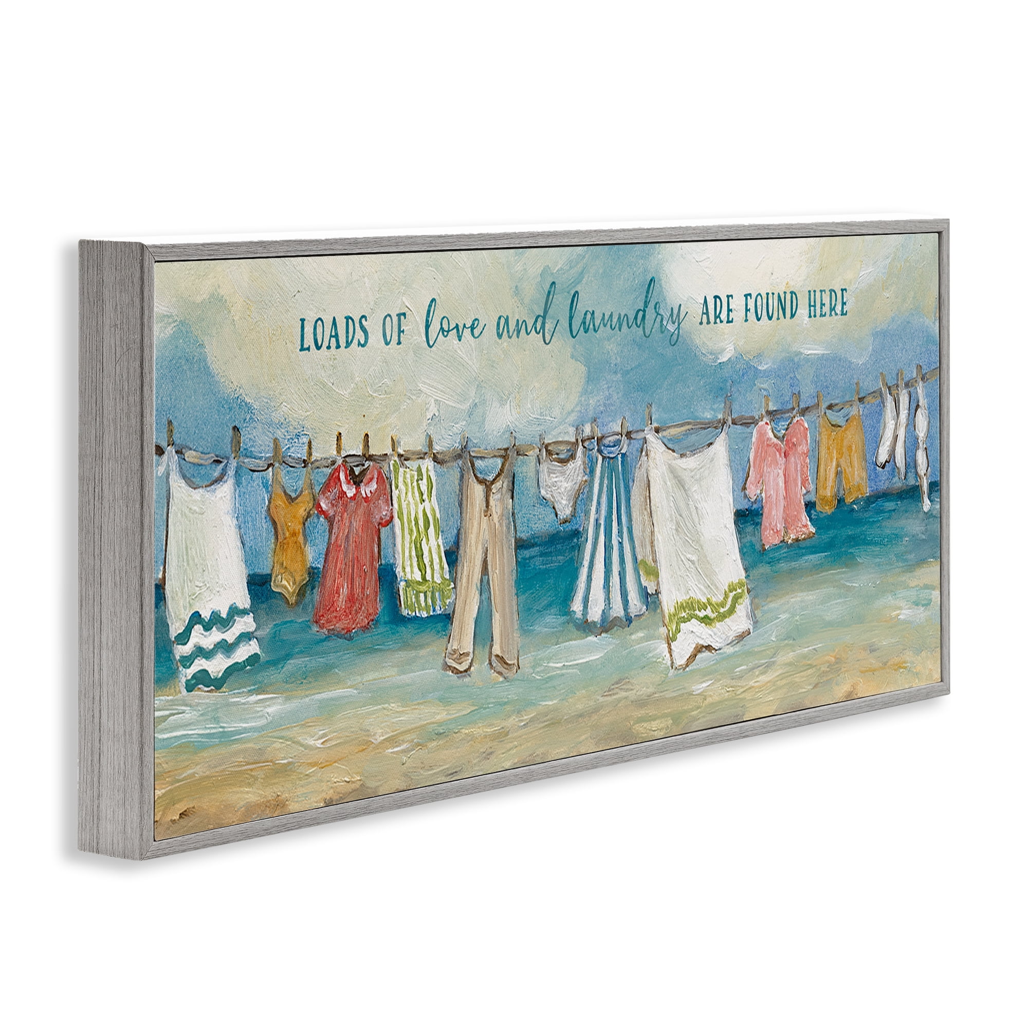 Stupell Industries Laundry By The Sea Gray Framed Giclee Art, design by Charlene Olson