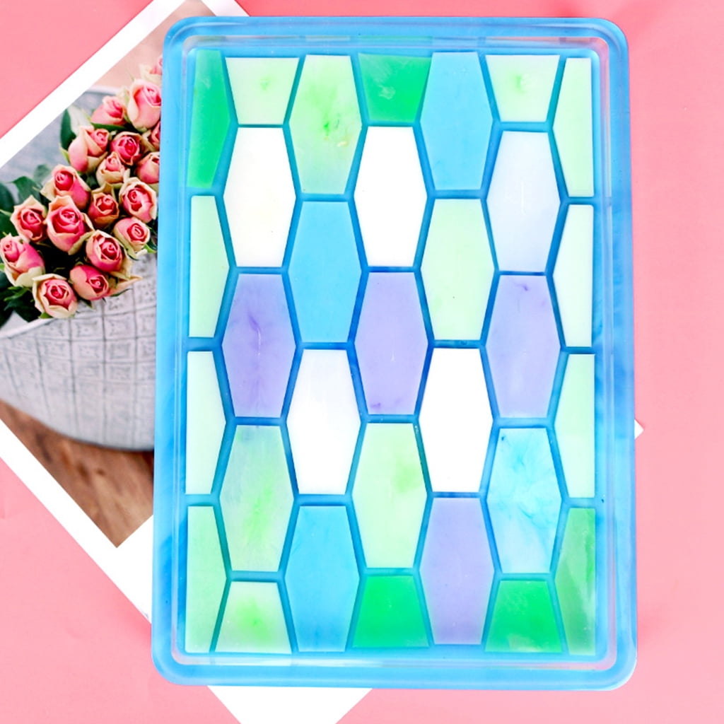 WINDLAND Honeycomb Rectangle Tray Epoxy Resin Mold Serving Board Fruit Snack Plate Silicone Mould DIY Crafts Jewelry Holder Mold