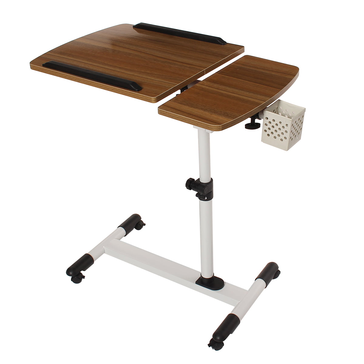 Height Adjustable Table Mobile Side Table Portable Laptop Computer Stand with 4 Wheels Flexible Wooden Stand Desk for Bed Sofa Hospital Reading Eating Nature 