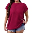 thumbnail image 3 of Horkkom Short Sleeve Shirts for Women Plus Size Crew Neck Solid Color Tunic Tops Summer Casual Loose Tunic Tops XXXL, 3 of 9