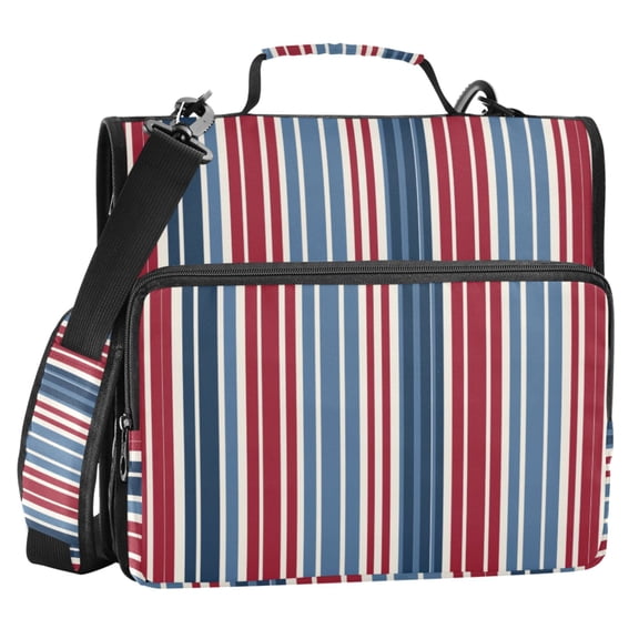 ALAZA Zipper Binder Red Blue Stripes 2 in 3 Ring Trapper Keeper 500 Sheet Capacity File Folder Organizer Bag