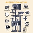 thumbnail image 2 of Hzuaneri Cat Tree, 79.9" Tall Indoor Cat Tower with Scratching Posts, Large Platform, 2 Caves & Basket, Dark Grey, 2 of 9