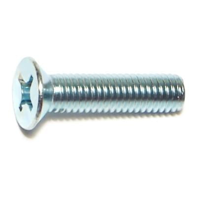 

6mm-1.0 x 25mm Zinc Plated Class 4.8 Steel Coarse Thread Phillips Flat Head Machine Screws