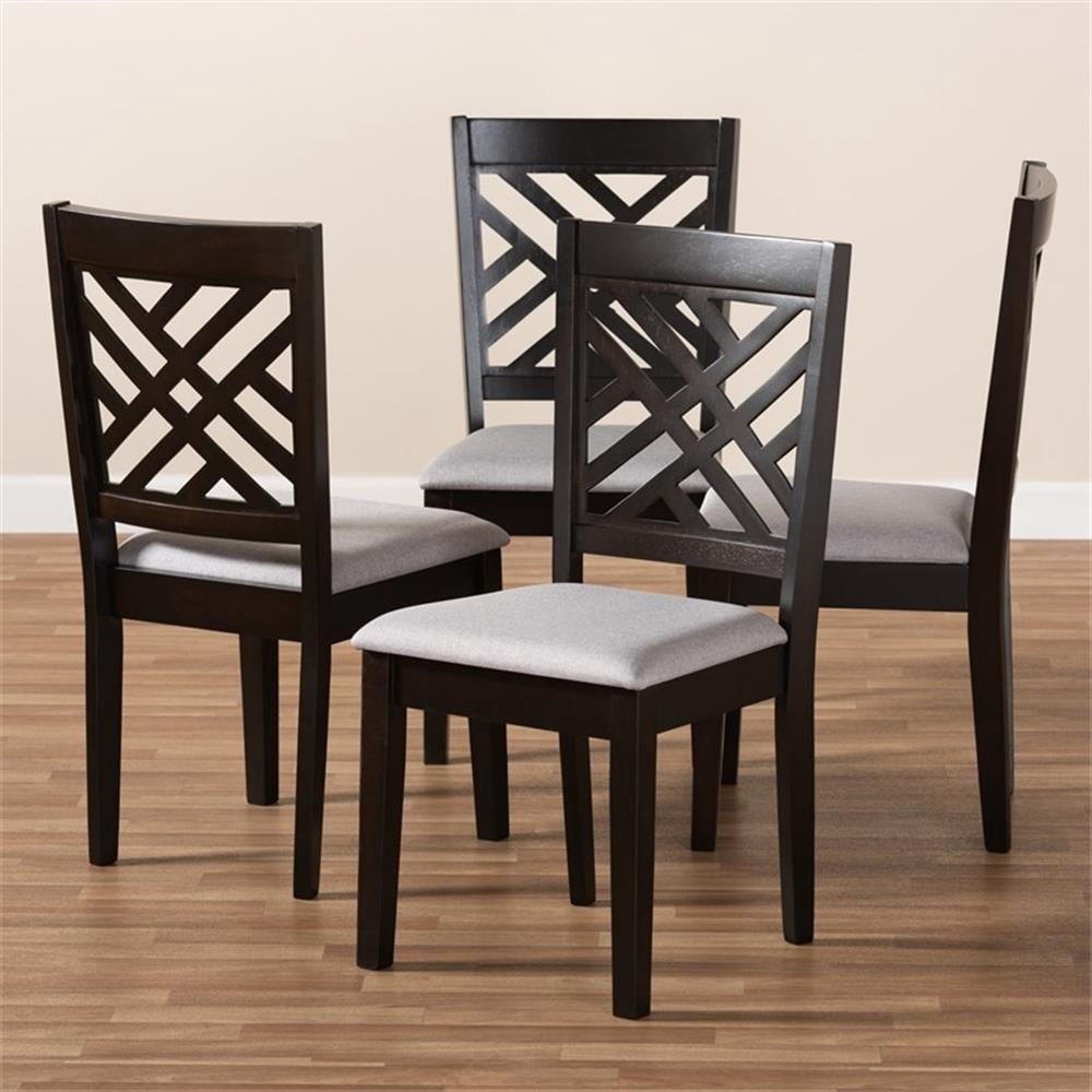 Baxton Studio Caron Fabric and Wood Dining Chairs in Gray and Brown (Set of 4)