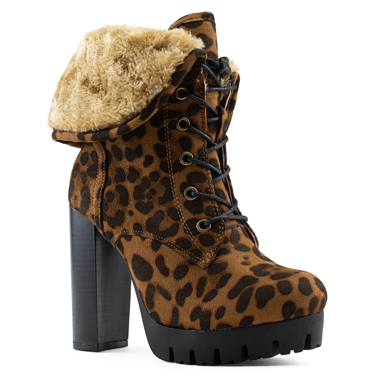 women's shoes chunky heel fur lined boots