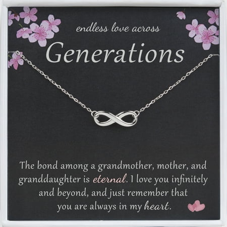 Anavia Endless Love Across Generations 925 Sterling Silver Infinity Symbol Necklace, Three Generations Necklace Gift for Grandmother, Mother, Granddaughter