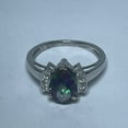 thumbnail image 2 of Mystic topaz 10x7 Pear Shape Checkerboard and Diamond 14kt White Gold Ring, 2 of 6