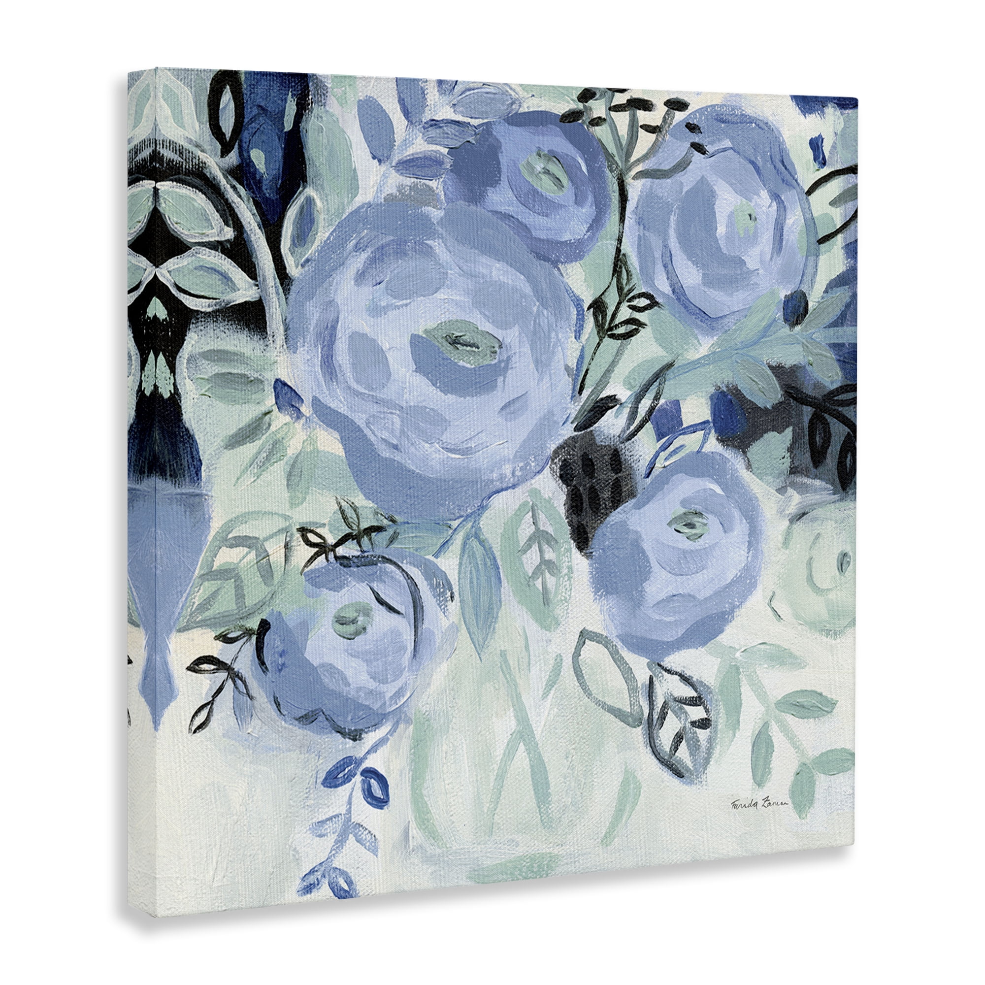 Stupell Industries Blue Coastal Blooms Botanical & Floral Painting Gallery Wrapped Canvas Art Print Wall Art, 17 x 17