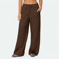 thumbnail image 6 of Women's High Waisted Oversized Baggy Wide Leg Sweatpants Gym Yoga Lounge Athletic Trousers with Pockets, Coffee L, 6 of 7