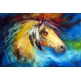 thumbnail image 2 of Baldwin, Marcia 14x11 Gold Ornate Wood Framed with Double Matting Museum Art Print Titled - Blue Thunder War Pony, 2 of 4