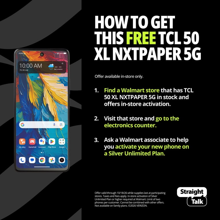 Straight Talk TCL 50XL NXTPAPER, 5G, 128GB, Blue - Prepaid