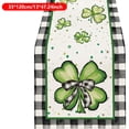 thumbnail image 2 of St. Patrick's Day Shamrock Linen Table Runner - Four-Leaf Clover Irish Table Flag, Festive Linen Table Cloth for Irish Holiday & Party Table Decor, 2 of 5
