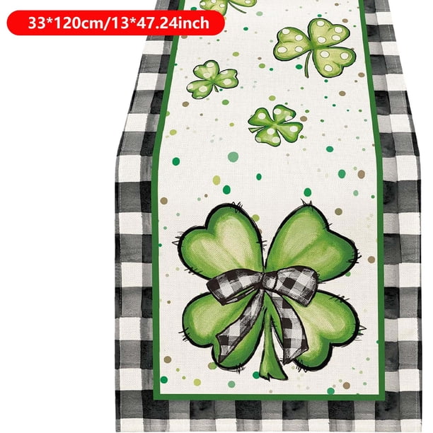 Bandera de Mesa Lateral Pequeña Paño de Mesa Decorativo Paño de Mesa de Lino Bandera de Mesa de Cuatro Hojas para Mesas de Comedor Pequeñas