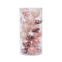 Christmas Clearance Sale,24pcs Christmas Home Decor,Transparent Plastic Colorful Balls,Flocked Hanging Ornaments,Christmas Tree Decoration for Thanksgiving Party Wedding,2.36IN,Pink