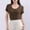 Coffee, variant on Women's Casual T-Shirt, Soft Stretch Cotton Blend Short Sleeve U-Neck Top for Everyday Comfort, Basic Solid Tee