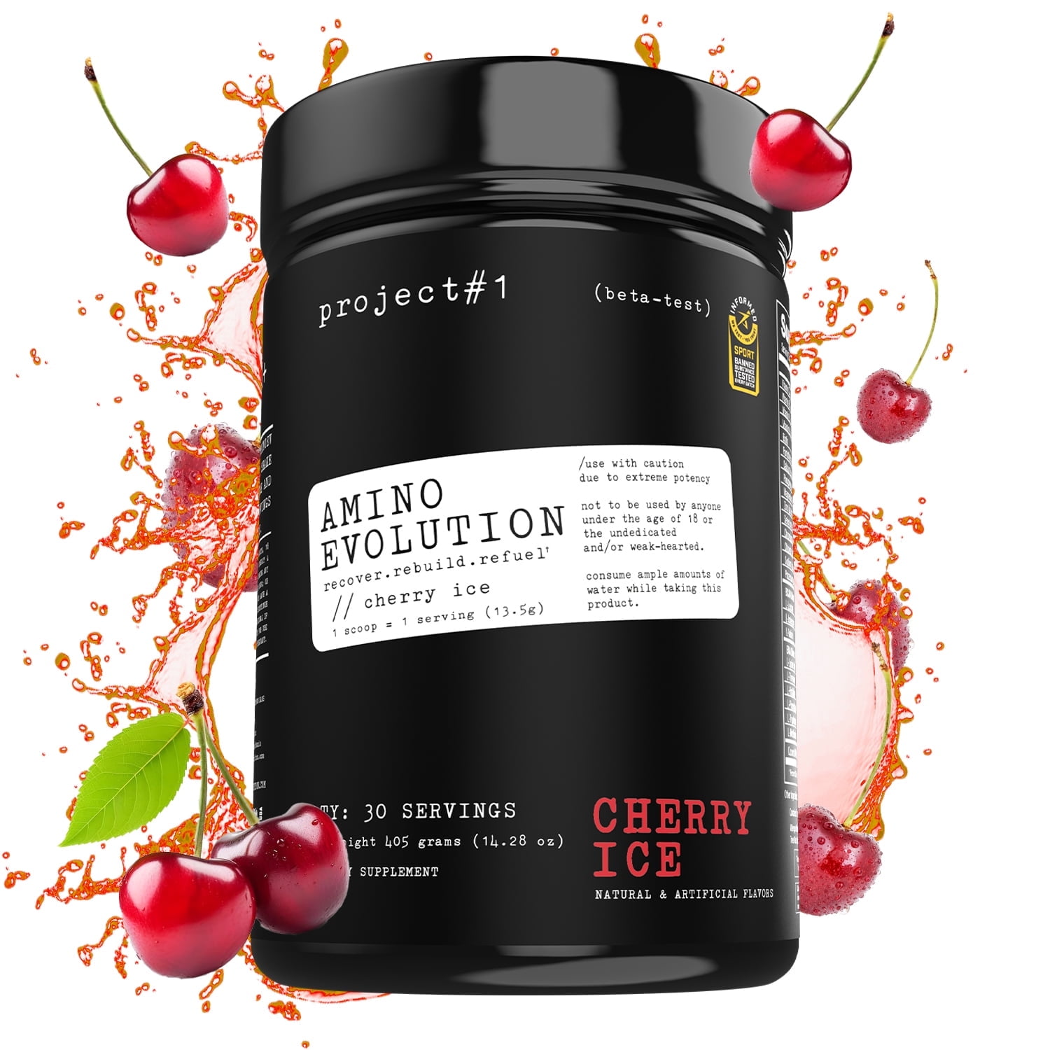 Project 1 Nutrition Amino Evolution Amino Acids Dietary Supplement Cherry Ice Workout Recovery 30 Servings