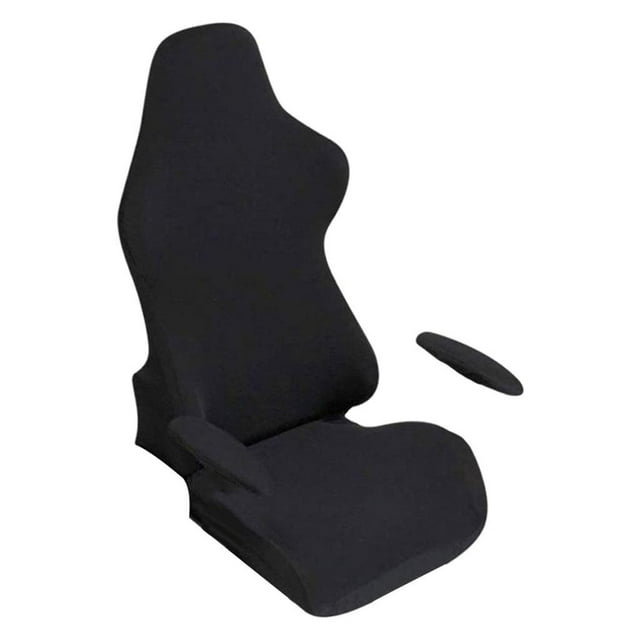 Stretchable Gaming Chair Slipcovers Solid Color Polyester for Computer Chair black