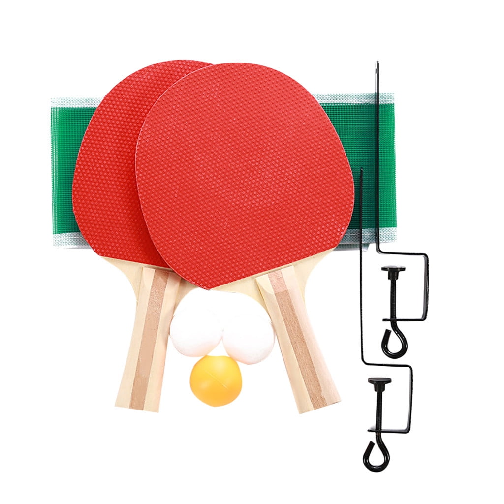 Ping Pong Paddle Set with Retractable Net Includes Ping Pong Net for Any Table 2 Ping Pong Paddles/Rackets 4 pcs Ping Pong Balls Advanced Home Indoor or Outdoor Play Bracket Clamps 