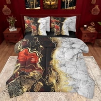 jejeloiu Abstract Fulid Art 7-Piece Twin Bedding Sets,Marble Desgin Bedding Comforter Set,Gold Glitter Print Sheet Sets For Adults,Breathable Home Decor Reversible