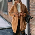 thumbnail image 2 of IROINNID Women's Jacket Shearling Jacket Solid Color Long Sleeve Casual Top Cardigan Outerwear Plush Suit Coat, Khaki, 2 of 9