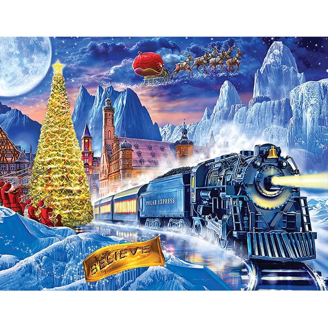 5D Kit Rhinestone Imagen DIY Navidad Tren Completo Taladro Redondo Pintura Diamante FLhrweasw Nuevo