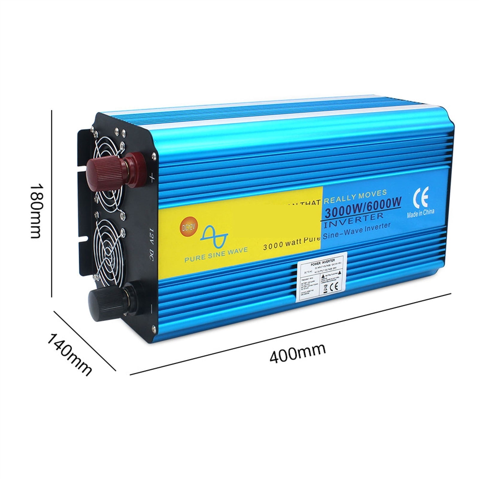 Inverter 12v/ 24v 220v 6000w 50HZ/60HZ Pure Sine Wave Solar Voltage Transformer Converter LED Display Charging Dual Socket