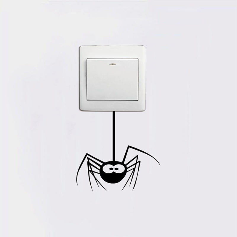 Cartoon Spider Light Switch Sticker Funny Animal Vinyl Wall Decal Wall SticIHCA