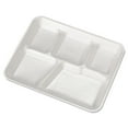 Genpak White 5 Compartment Foam School Trays, 500 count