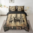 thumbnail image 2 of Camo Deer Twin Comforter Set 7 Piece Teen,Tree Branches Camouflage Hunting Bedding Set Woodland Animal Bed In A Bag Retro Pine Tree Wildlife Sheet Set With Comforter, 2 of 5