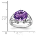 thumbnail image 5 of 925 Sterling Silver Rhodium-plated Oval Amethyst and Diamond Ring Size 7, 5 of 6