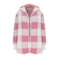 thumbnail image 3 of Felirenzacia Womens Plaid Jacket Long Sleeve Zip Fleece Hooded Jackets Warm Coat, 3 of 5