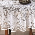 thumbnail image 4 of AdonisUSA 60 inch Round Lace Tablecloth with Floral Design. Color - White, 4 of 6