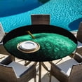 thumbnail image 6 of Green Fruit Round Tablecloth, Fitted Table Cover with Elastic for 55"-60" Round Tables, Modern Minimalist Decor Black Background Table Cloth Outdoor Indoor Dinning Party Waterproof Tablecloths, 6 of 7